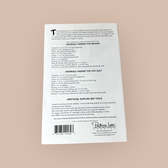 Patrick Lose Studios Upwardly Mobile Appliqué Banner Mini Quilt Uncut Ladybug - Picture 2 of 2